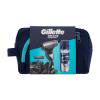 Gillette Mach3 Charcoal Geschenkset Rasierer 1 St. + Rasiergel Series Cleansing 200 ml + Ersatzkopf 1 St. + Kosmetiktasche