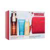 Clarins Double Serum Light Collection Geschenkset Gesichtsserum Double Serum Light Texture 50 ml + Tagescreme Hydra-Essentiel Silky Cream 15 ml + Gesichtstonikum Hydrating Toning Lotion 50 ml + Rote Kosmetiktasche