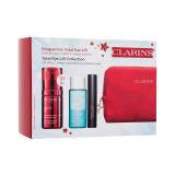 Clarins Total Eye Lift Collection Geschenkset Total Eye Lift Augencreme 15 ml + Instant Eye Make-Up Entferner 30 ml + Wonder Perfect Mascara 4D Mascara 3 ml 01 Perfect Black + Rote Kosmetiktasche