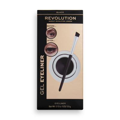 Makeup Revolution London Gel Eyeliner Pot With Brush Eyeliner für Frauen 3 g Farbton  Black