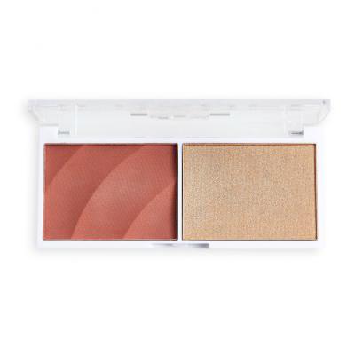 Revolution Relove Colour Play Blushed Duo Blush &amp; Highlighter Contouring Palette für Frauen 5,8 g Farbton  Kindness