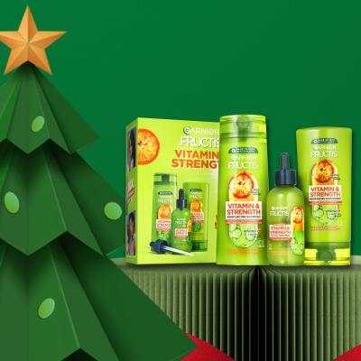 Garnier Fructis Vitamin &amp; Strength Geschenkset Shampoo Fructis Vitamin &amp; Strength 250 ml + Conditioner Fructis Vitamin &amp; Strength 200 ml + Haarserum Fructis Vitamin &amp; Strength 125 ml