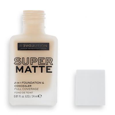 Revolution Relove Super Matte 2 in 1 Foundation &amp; Concealer Foundation für Frauen 24 ml Farbton  F2