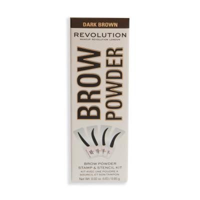 Makeup Revolution London Brow Powder Stamp &amp; Stencil Augenbrauenpuder für Frauen 0,65 g Farbton  Dark Brown