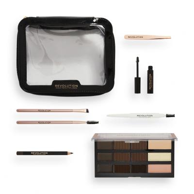 Makeup Revolution London The Everything Brow Kit Geschenkset Augenbrauenpalette Eyebrow Palette 13,8 g + Augenbrauen-Pomade Soap Styler Stick 0,12 g + Kajalstift Brow Defining Pencil 1,15 g + Augenbrauengel Clear Brow Gel 3,5 ml + Pinzette + Kosmetikpinsel 2 St. + Kosmetiketui