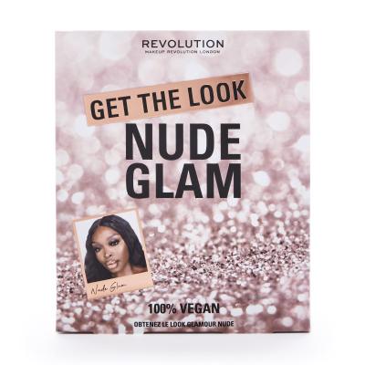 Makeup Revolution London Get The Look Nude Glam Geschenkset Lidschatten-Palette Reloaded Palette 16,5 g + Kajalstift Khol Eyeliner 1,15 g Black + Lippenstift Satin Kiss Lipstick 3,5 g Chauffeur + Lippenkonturenstift Satin Kiss Lip Liner 1,15 g Chauffeur + Mascara 8 g Black + Falsche Wimpern Flutter 