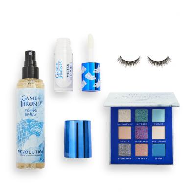 Makeup Revolution London X Game Of Thrones Geschenkset Lidschatten-Palette Game Of Thrones 7,2 g + Fixierspray Game Of Thrones 100 ml + Falsche Wimpern Game Of Thrones 1 Paar + Lipgloss Game Of Thrones Shimmer Bomb Lip Gloss 5 ml Winter Is Coming