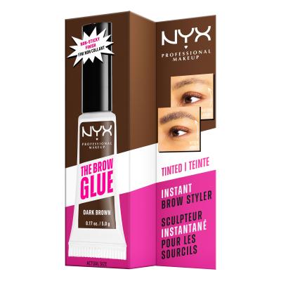 NYX Professional Makeup The Brow Glue Instant Brow Styler Augenbrauengel und -pomade für Frauen 5 g Farbton  04 Dark Brown