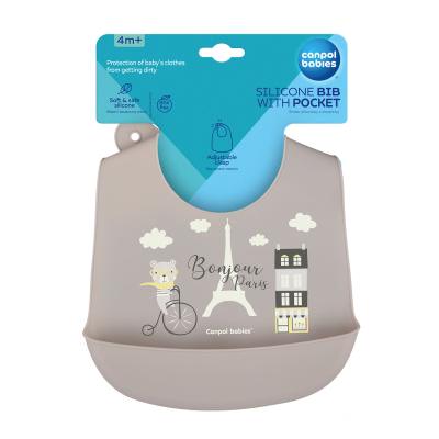 Canpol babies Bonjour Paris Silicone Bib With Pocket Lätzchen für Kinder 1 St.