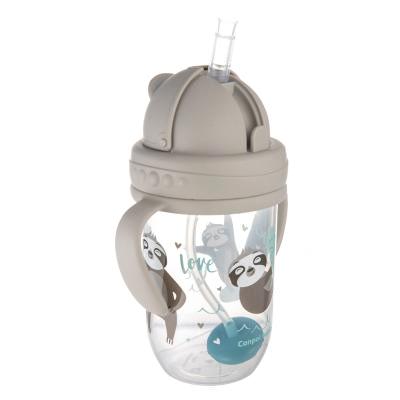 Canpol babies Exotic Animals Non-Spill Expert Cup With Weighted Straw Grey Trinkbecher für Kinder 270 ml