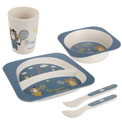 Canpol babies Bonjour Paris Tableware Set Blue Geschirr für Kinder Set