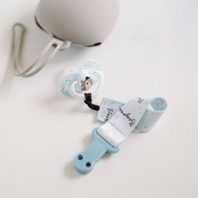 Canpol babies Bonjour Paris Soother Clip With Ribbon Blue Schnullerclip für Kinder 1 St.