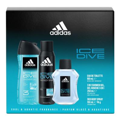 Adidas Ice Dive Geschenkset Eau de Toilette 100 ml + Deodorant 150 ml + Duschgel 250 ml