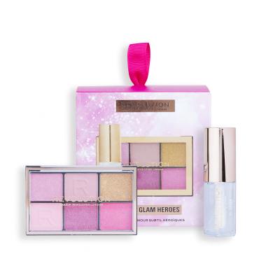 Makeup Revolution London Mini Soft Glam Heroes Gift Set Geschenkset Lidschatten-Palette Mini Reloaded Palette 4,2 g Heartbreaker Pink + Pout Bom Lip Gloss 4 ml Glaze