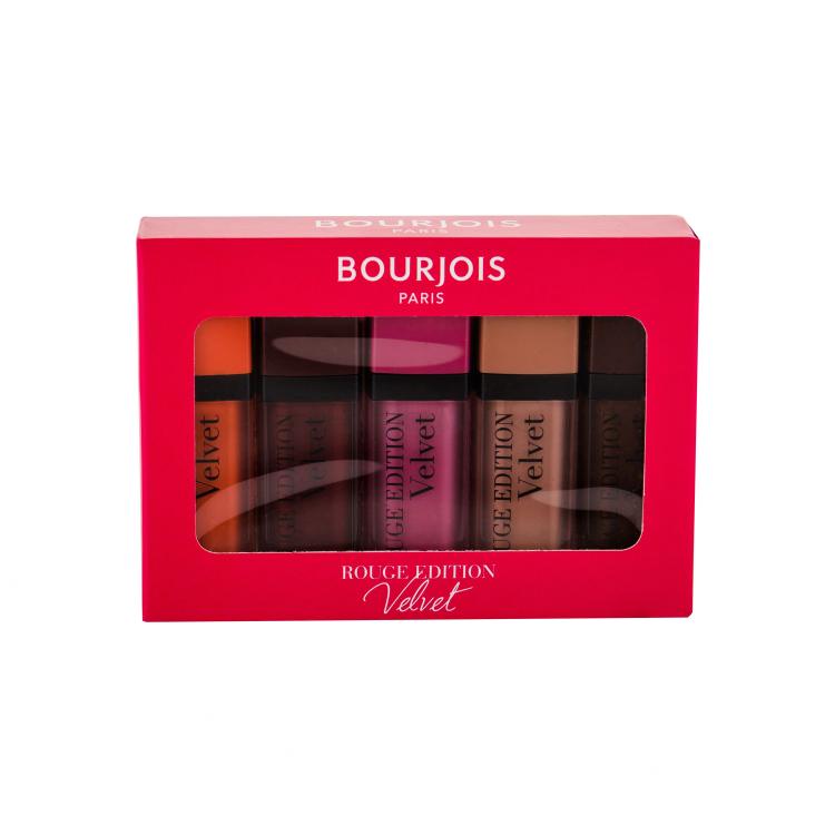 BOURJOIS Paris Rouge Edition Velvet Geschenkset Lippenstift 7,7 ml + Lippenstift 7,7 ml 24 Dark Chérie + Lippenstift 7,7 ml 35 Babe Idole + Lippenstift 7,7 ml 31 Floribeige! + Lippenstift 7,7 ml 23 Chocolat Corset