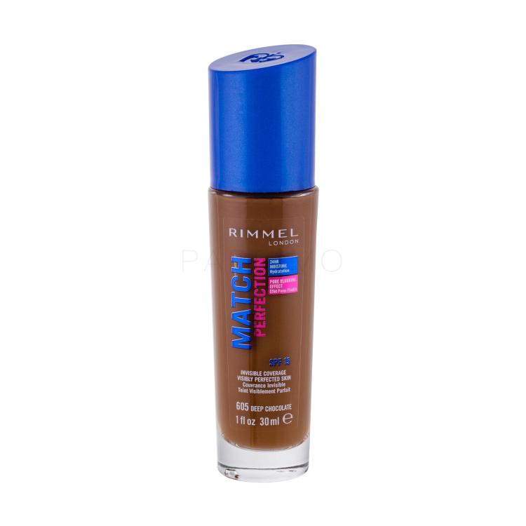 Rimmel London Match Perfection SPF15 Foundation für Frauen 30 ml Farbton  605 Deep Chocolate