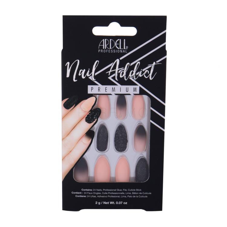 Ardell Nail Addict Premium Kunstnägel für Frauen Farbton  Black Stud &amp; Pink Ombre Set