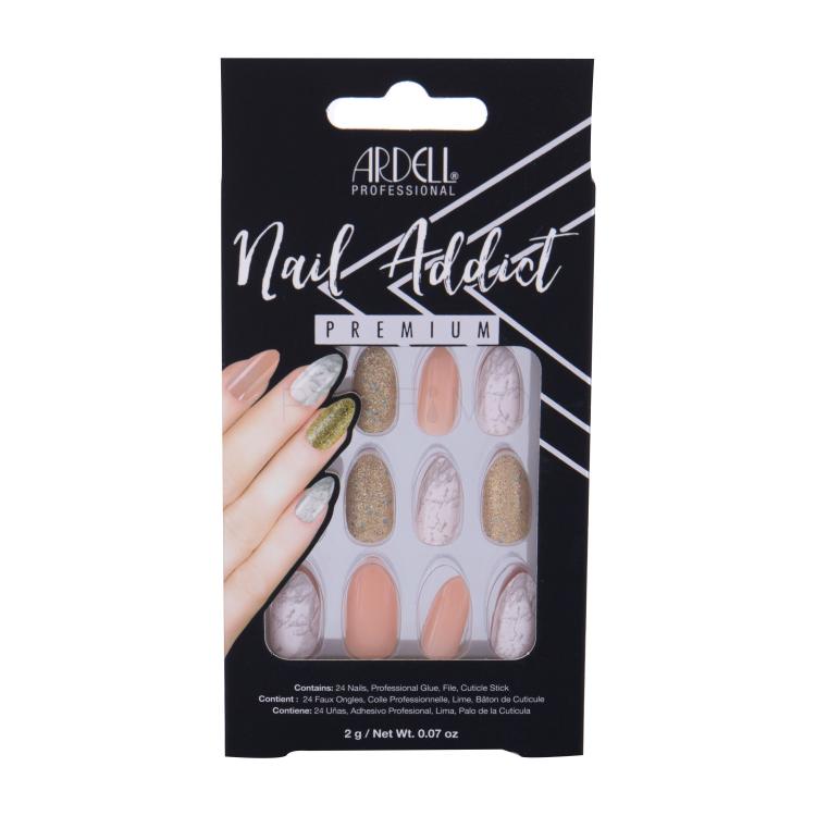 Ardell Nail Addict Premium Kunstnägel für Frauen Farbton  Pink Marble &amp; Gold Set