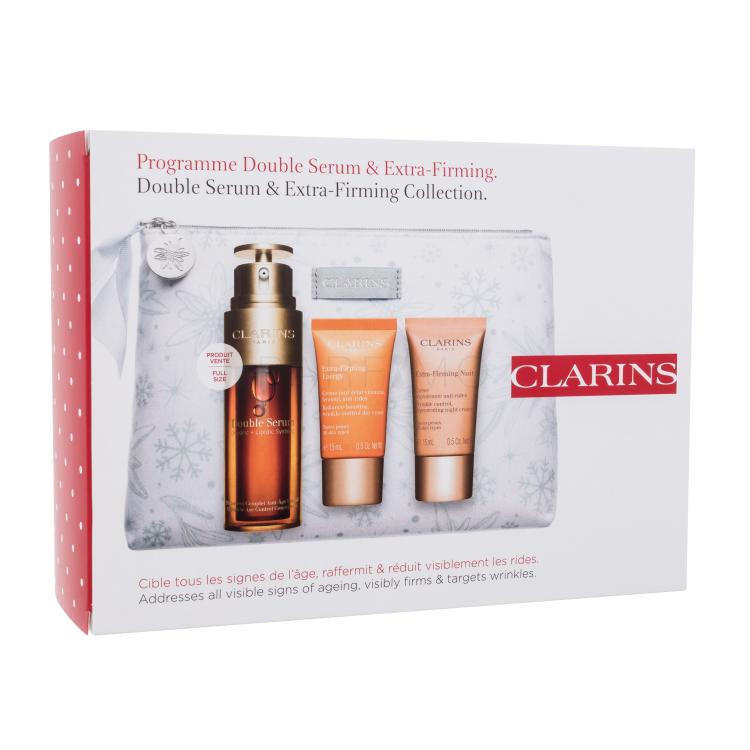 Clarins Double Serum &amp; Extra-Firming Collection Geschenkset Hautserum Double Serum 50 ml + Tagescreme Extra-Firming Energy 15 ml + Nachtpflege Extra-Firming Night 15 ml + Kosmetiketui