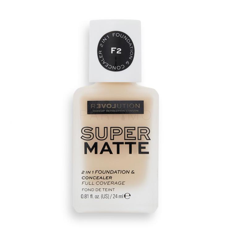 Revolution Relove Super Matte 2 in 1 Foundation &amp; Concealer Foundation für Frauen 24 ml Farbton  F2