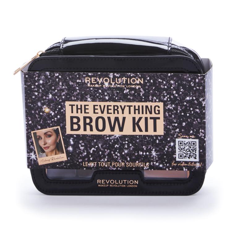 Makeup Revolution London The Everything Brow Kit Geschenkset Augenbrauenpalette Eyebrow Palette 13,8 g + Augenbrauen-Pomade Soap Styler Stick 0,12 g + Kajalstift Brow Defining Pencil 1,15 g + Augenbrauengel Clear Brow Gel 3,5 ml + Pinzette + Kosmetikpinsel 2 St. + Kosmetiketui