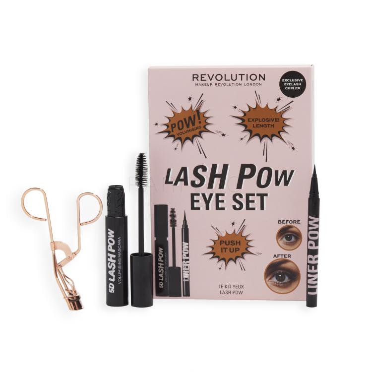 Makeup Revolution London Lash Pow Eye Set Geschenkset 5D Lash Pow Mascara 12,2 ml + Eye Liner Pow 0,5 ml Black + Wimpernzange