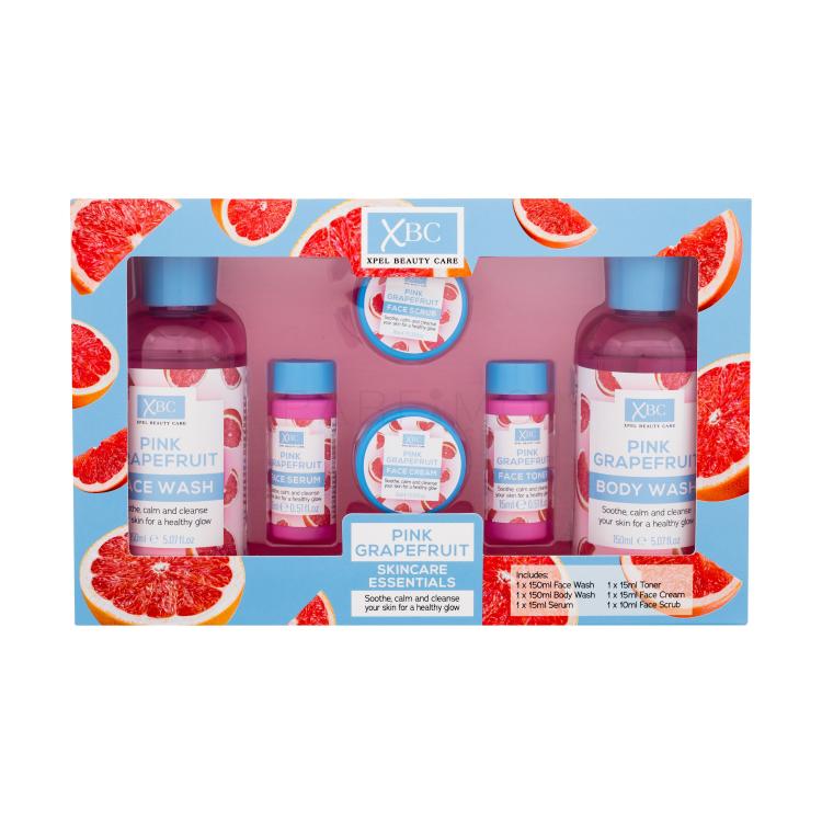 Xpel Pink Grapefruit Skincare Essentials Geschenkset Duschgel Pink Grapefruit 150 ml + Reinigungsgel Pink Grapefruit 150 ml + Gesichtsserum Pink Grapefruit 15 ml + Gesichtstoner Pink Grapefruit 15 ml + Gesichtscreme Pink Grapefruit 15 ml + Körperpeeling Pink Grapefruit 10 ml