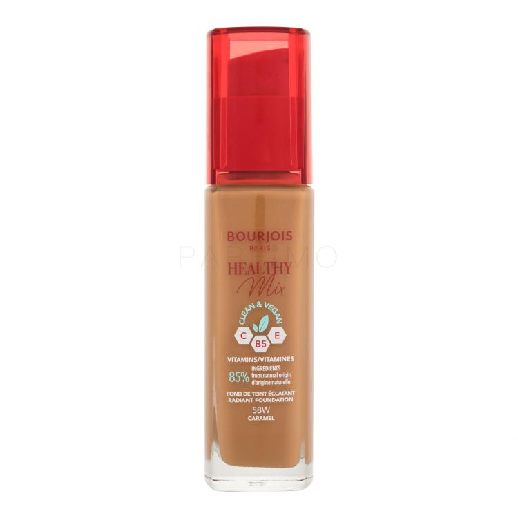 BOURJOIS Paris Healthy Mix Clean &amp; Vegan Radiant Foundation Foundation für Frauen 30 ml Farbton  58W Caramel