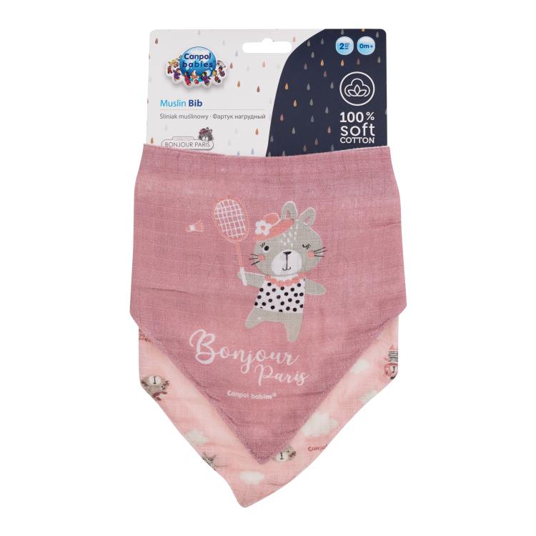 Canpol babies Bonjour Paris Muslin Bib Pink Lätzchen für Kinder 2 St.