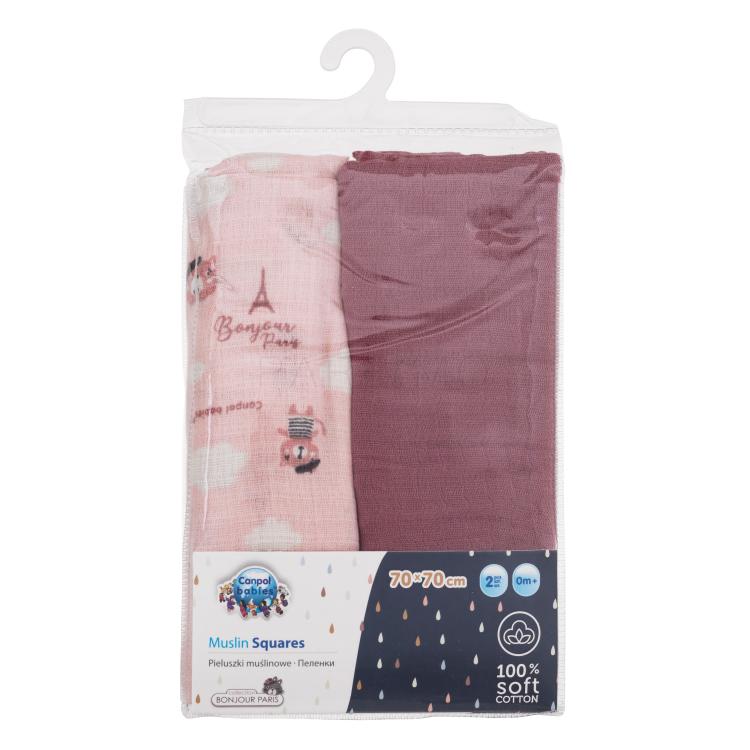 Canpol babies Bonjour Paris Muslin Squares Diapers Pink Stoffwindel für Kinder 2 St.