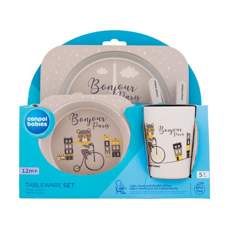 Canpol babies Bonjour Paris Tableware Set Beige Geschirr für Kinder Set