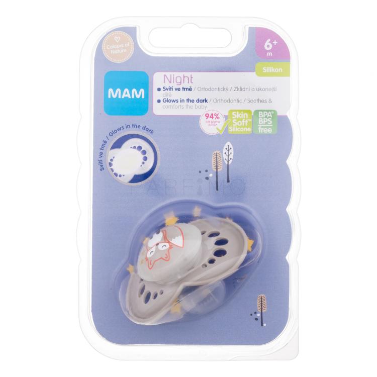 MAM Night Silicone Pacifier 6m+ Fox Schnuller für Kinder 1 St.