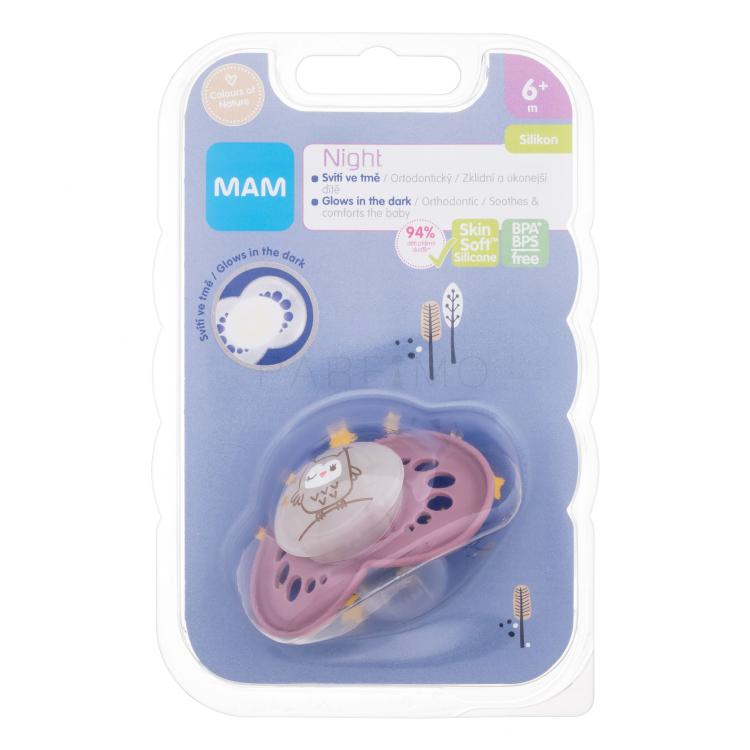 MAM Night Silicone Pacifier 6m+ Owl Schnuller für Kinder 1 St.