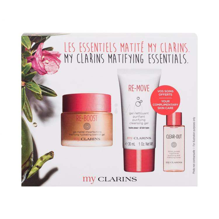 Clarins My Clarins Matifying Essentials Geschenkset Gesichtsgel Re-Boost Matifying Hydrating Blemish Gel 50 ml+ Reinigungsgel My Clarins Re-Move Purifying Cleansing Gel 30 ml + Gesichtswasser Clear-Out Purifying and Matifying Toner 10 ml