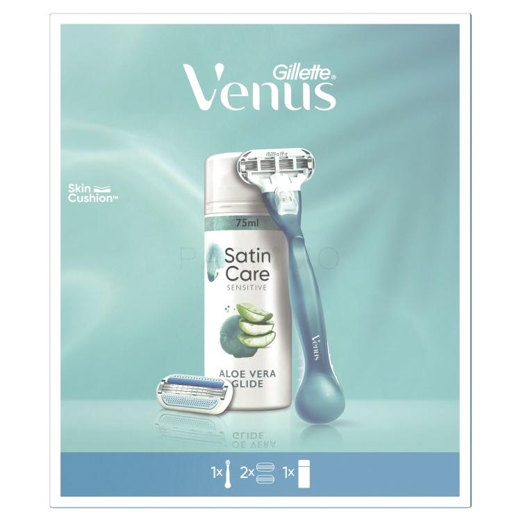 Gillette Venus Geschenkset Rasierer Venus Smooth 1 St. + Ersatzkopf 1 St. + Rasiergel Satin Care Sensitive Aloe Vera 75 ml