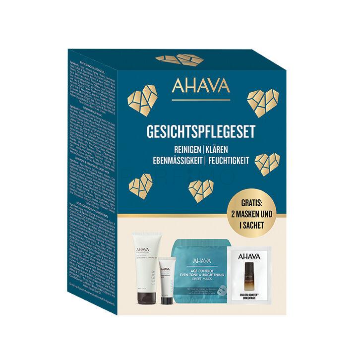 AHAVA Clear Time To Clear Geschenkset Reinigungsgel Time To Clear Refreshing Cleansing Gel 100 ml + Reinigungsmaske Time To Clear Purifying Mud Mask 25 g + Gesichtsmaske Age Control Even Tone &amp; Brightening Sheet Mask 17 g + Gesichtsserum Dead Sea Osmoter Concentrate 2 ml