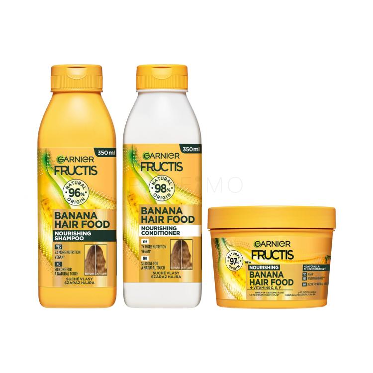 Set Shampoo Garnier Fructis Hair Food Banana Nourishing Shampoo + Conditioner Garnier Fructis Hair Food Banana Nourishing Conditioner + Haarmaske Garnier Fructis Hair Food Banana Nourishing Mask