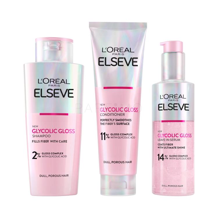 Set Haarserum L&#039;Oréal Paris Elseve Glycolic Gloss Leave-In Serum + Shampoo L&#039;Oréal Paris Elseve Glycolic Gloss Shampoo + Conditioner L&#039;Oréal Paris Elseve Glycolic Gloss Conditioner