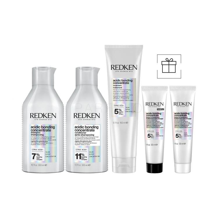 Set Shampoo Redken Acidic Bonding Concentrate + Conditioner Redken Acidic Bonding Concentrate Conditioner + Pflege ohne Ausspülen Redken Acidic Bonding Concentrate Leave-in Treatment + Shampoo Redken Acidic Bonding Concentrate + Conditioner Redken Acidic Bonding Concentrate Conditioner