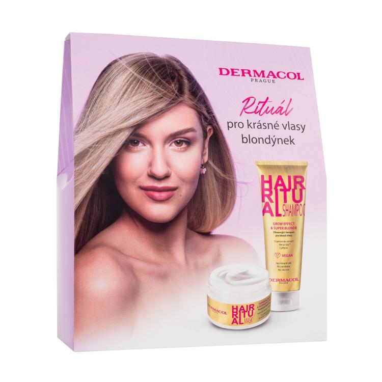 Dermacol Hair Ritual Super Blonde Geschenkset Shampoo Hair Ritual Grow Effect &amp; Super Blonde 250 ml + Haarmaske Hair Ritual Super Blonde &amp; Intensive Care 200 ml