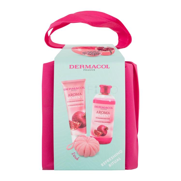 Dermacol Aroma Moment Pomegranate Power Geschenkset Pomegranate Power Duschgel 250 ml + Pomegranate Power Badeschaum 500 ml + Waschschwamm + Beutel