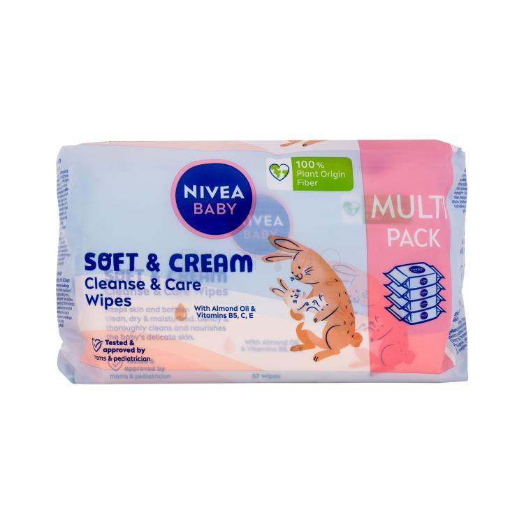 Nivea Baby Soft &amp; Cream Cleanse &amp; Care Wipes Reinigungstücher für Kinder 4x57 St.