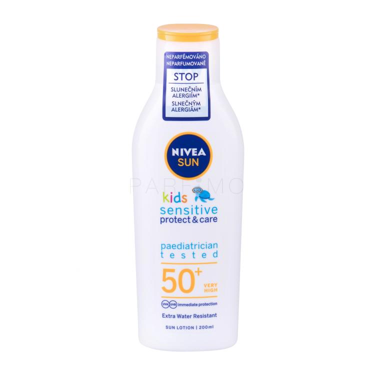 Nivea Sun Kids Protect &amp; Sensitive Sun Lotion SPF50+ Sonnenschutz für Kinder 200 ml